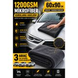 Polham XL 60X90CM 1200GSM Süper Su Emici Özellikli Mikrofiber Araç Kurulama Havlusu, Çizik ve İz Bır