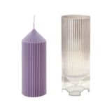 Poli Karbon Sert Plastik Mum Kalıbı Dik İnce Çizgili 14.7x5.4 Cm