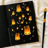 Poliart Siyah “doğu Kaleydoskopu” Eskiz Defteri A4 Karışık Teknikler Için Mix Media Black Sketchbook