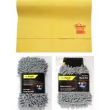 Polikur 3224 Güderi Oto Kurulama Bezi & Spark 7040 Oto Süngeri & Spark 7050 Oto Eldiveni 3'lü Set