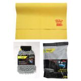 Polikur 3224 Güderi Oto Kurulama Bezi & Spark 7050 Oto Eldiveni & Spark 2316 Peluş Bez 3'lü Set
