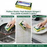 Polikur Oluklu Yeşil Bulaşık Süngeri 10'lu