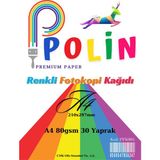 Polin A4 80GR Renkli Fotokopi Kağıdı 30'lu Paket