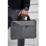 Polina Simple Macbook Air- Pro 13-13.3-14 Inç Darbeye Karşı Korumalı Su Geçirmez Laptop Çantası. Gri