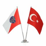 Polis Ve Türk Bayrağı İkili Masa Bayrak Takımı