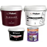 Polisan 4 Parça Boya Seti 10KG / 7,5 Lt Polisan Elegans Silinebilir Iç Cephe Duvar Boyası + 10KG Polisan Tavan Ultra + Polisan 2,5lt Panel Kapı Boyası + Polisan 2,5kg Nem Rutubet Boyası - Su Perisi