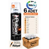 Polisan Vernik Sprey Akrilik Şeffaf Parlak 400 ml (rölyef tablo vb. için uygun) 6 ADET