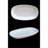 poliva home 2 Adet 28x18cm Büyük Boy Beyaz Melamin Kayık Tabak Salata Tabağı Günlük Kullanıma Hesaplı Oval Tabak