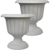 Poliva Home 2 Adet Plastik Ayaklı Saksı Seti 6 Lt Iç ve Dış Mekan Çiçek Saksısı 30X29 cm Ekru Beyaz