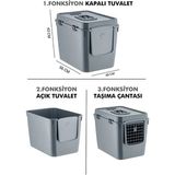 Poliva Xl 3 Fonksiyonlu Çok Amaçlı Kapalı Kedi Tuvaleti ve Taşıma Çantası 56 x 40 x 43 cm - Gri