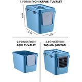 Poliva Xl 3 Fonksiyonlu Çok Amaçlı Kapalı Kedi Tuvaleti ve Taşıma Çantası 56 x 40 x 43 cm - Mavi