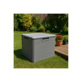 polivahome 120 Litre Bahçe Depolama Sandığı Balkon Saklama Dolabı Kapaklı Plastik Sandık 50x45x50cm Gri