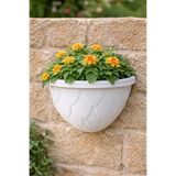 POLİVAHOME 2,4 Litre Beyaz Duvar Balkon Saksısı Bahçe Duvarı Mat Plastik Saksı 29,5x17,5cm