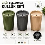 Poliwork 3'lü Kokusuz Küllük Seti Plastik Sigara Küllüğü Yanmaz Plastik Dekoratif Masa Küllüğü 3 Sigara Yuvalı Araba (oto) için uyumlu ev ofis balkon bahçe için uyumlu çok amaçlı küllük seti - Çok Renkli