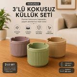 Poliwork 3'lü Kokusuz Küllük Seti Plastik Sigara Küllüğü Yanmaz Plastik Ixora L Dekoratif Masa Küllüğü 3 Sigara Yuvalı