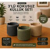 Poliwork 3'lü Small Model Kokusuz Küllük Seti Plastik Sigara Küllüğü Yanmaz Plastik Dekoratif Masa Küllüğü 3 Sigara Yuvalı - Çok Renkli