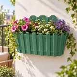 Poliwork Akasya Duvar 30 Dekoratif Çit Tasarımlı Duvar Saksısı 3,5 Lt 29X14,5X13,5 cm Drenajlı Askılı Plastik Saksı - Yeşil