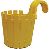 Poliwork Askılı Çit Desenli Yuvarlak Saksı 1.5 Lt - Dekoratif Balkon Saksısı - Sarı - 1,5 lt