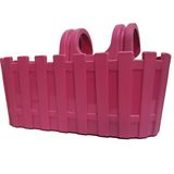 Poliwork Askılı Çit Oval Yuvarlak Saksı 3,5 Lt – Balkon Tipi Askılı Dekoratif Saksı - Pembe - 3 lt