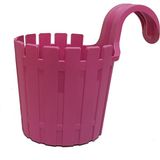 Poliwork Askılı Çit Yuvarlak Saksı 1.5 Lt - Balkon ve Bahçe İçin Askılı Saksı - Pembe - 1,5 lt