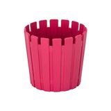 Poliwork Çit Yuvarlak Saksı 1,1 Lt – 13x14 cm Çit Desenli Dekoratif Çiçek Saksısı - Pembe