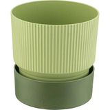Poliwork Çizgi Desenli Tabaklı Saksı 0.75 Lt Mint - Modern Dekoratif Mini Saksı - Mint Yeşil