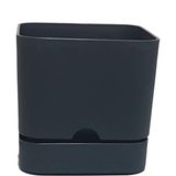 Poliwork Kare Tabaklı Saksı 1.5 Lt 130x120 mm - Modern Geometrik Saksı - Antrasit - 1,5 lt