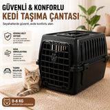 Poliwork Kedi Taşıma Çantası Plastik Kedi Taşıma Kabı Kilitli Havalandırmalı Kedi Taşıma Box 0-6 kg - Siyah