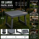 Poliwork Xx Large Katlanır Plastik Masa 70X50X60 cm Bahçe Balkon Kamp Piknik Sehpası Koyu Gri
