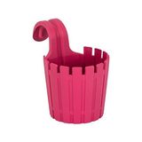 Poliwork Yuvarlak Askılı Çit Yuvarlak Saksı 1.5 Lt Pembe Plastik Dış Mekan Kullanımı İçin Küçük Boy - 1,5 lt