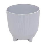 Poliwork Yuvarlak Saksı Ayaklı Sarı 5 Lt – 20.8x20.5 cm İskandinav Tarzı Modern Ayaklı Saksı - Gri