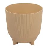 Poliwork Yuvarlak Saksı Ayaklı Sarı 5 Lt – 20,5 cm İskandinav Tarzı Ayaklı Modern Saksı - Kahverengi