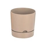 Poliwork Yuvarlak Tabaklı Saksı 3,3 Lt – 18 cm Modern Tasarım Çiçek Saksısı - Sütlü Kahve