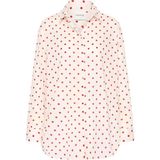 Polka Dots Desenli Kadın Paloma Gömlek - Şık Tasarım ve Rahat Fit - Beyaz - Kırmızı