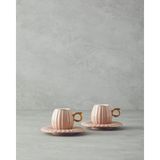 Polka New Bone China 4 Parça 2 Kişilik Kahve Fincan Takımı Pudra