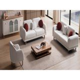 Polka Sofa Inci Koltuk Takımı 3+3+1 Teddy - Beyaz