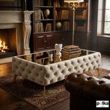 Polka Sofa Retro Black Ayaklı Orta Sehpa - Krem