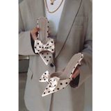 POLKA STORE Lovely Kadın Sivri Burunlu Fiyonk Detaylı Kısa Kitten Topuklu Terlik Sandalet Puantiye