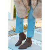 POLKA STORE Nash Elastik Yan Bantlı Lastik Detaylı Western Kadın Kovboy Bot Bootie Çizme Acı Kahverengi Cilt
