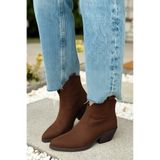 POLKA STORE West Kadın Kovboy Bot Bootie Western Çizme Acı Kahverengi Süet