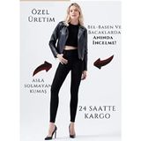 Polle E.x.t.r.a Black Kadın Skinny Fit Pantolon Uzun Boy Düz Desenli Denim Kumaş 32 Beden - Siyah