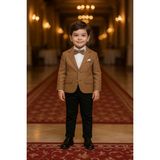 Pollito Erkek Çocuk Gabardin Pantolonlu Ceketli Takım - Koyu Kahverengi - 4 - 5 Yaş