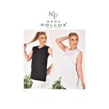 Pollux Moda Ön Kısım Taş Detaylı Bisiklet Yaka Sıfır Kol İçlik /Bluz 2'Lİ PAKET