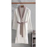 Polly Ivory Pamuk Erkek Bornoz - L - XL - Kahve - Bej