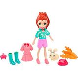 Polly Pocket GDM11 Hayvan Dostu Oyun Seti Lila Bebek ve Tavşan ile 7 Parça Eğlenceli Set