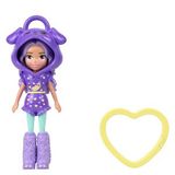 Polly Pocket ve Maceraları Ana Karakter Bebeği Anahtarlık JMN38 - Yaban Mersini Desenli-Mavi Kapüşonlu