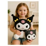 POLLYTOYS PELÜŞ OYUNCAKTA DÜNYA MARKASI Kuromi Peluş Oyuncak 40cm+ Deri Çanta – Hediyelik Set