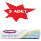 Polmix 5 Adet Çöp Torbası Çöp Poşeti Mini Boy 70 Gram 40 X 45 12 Mikron Çift Kat Şeffaf