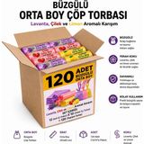 Polmix Liva Ambalaj Büzgülü Çöp Torbası Orta Boy – 12 Paket (Toplam 120 Adet) – Çilek, Limon ve Lavanta Kokulu – 55x60 cm – Dayanıklı ve Sızdırmaz - 55 x 60 cm