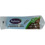 Polmix Orta Boy 55x60 cm 150 gr 25 Mikron 30 lt Siyah Rulo 20 Adet Çöp Torbası